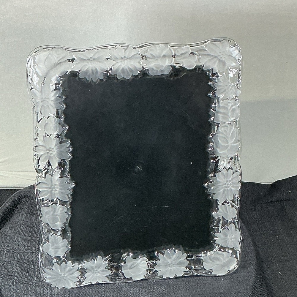 Vintage Crystal Photo Frame with Frosted Floral Glass Design 8x10 Photo